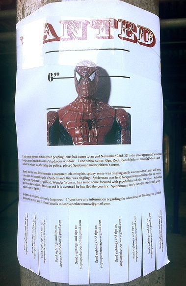 UPPER WEST SIDE ARTIST POSTS WANTED POSTERS SEEKING NAUGHTY SUPERHEROES