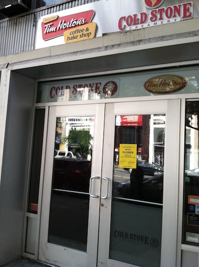 ICE CREAM, DOUGHNUTS, MICE? COLD STONE CREAMERY/TIM HORTONS CLOSED BY HEALTH DEPT.