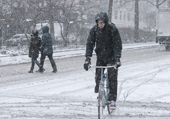 Snow Cycling on Broadway