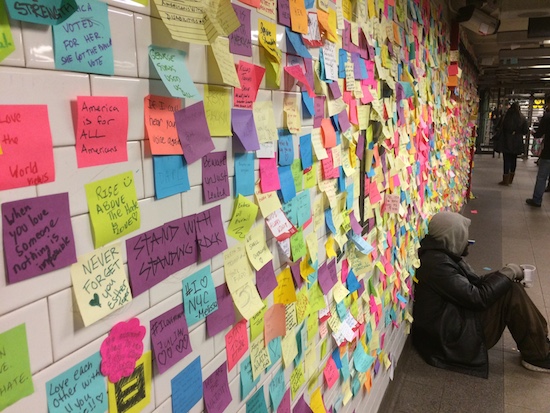 HISTORICAL SOCIETY WILL CREATE ITS OWN ‘ELECTION THERAPY’ WALL AND PRESERVE NOTES FROM SUBWAY