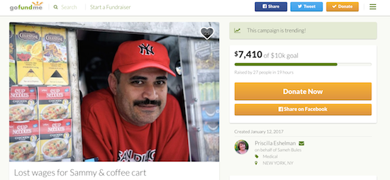 ANONYMOUS $5,000 DONATION VAULTS FUNDRAISER FOR INJURED FOOD CART VENDOR CLOSER TO GOAL