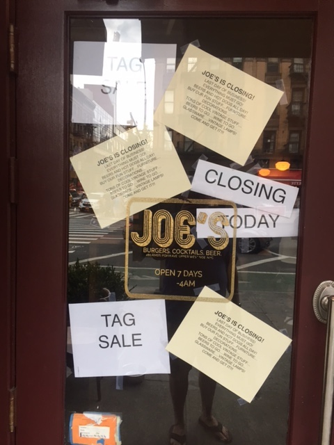 joes bar closed
