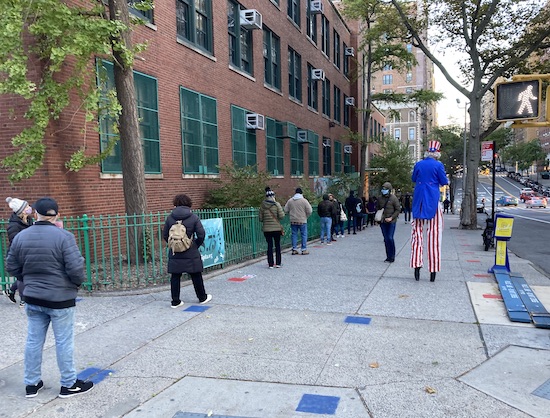 Voting Lines Vary on UWS as Uncle Sam Makes an Appearance