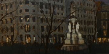 Weekend Column: Robert Beck Paints a Night Scene of his Favorite Quadrangle