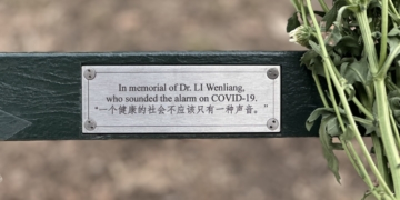 Central Park Bench and Gathering Honor COVID-19 Whistleblower