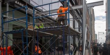 Scaffolding and Sheds on City Sidewalks Get Marked for Speedier Removal