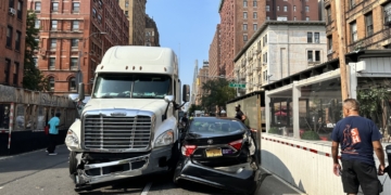 Accident Closes Amsterdam North of 80th Street (Does That Say Reagan Bush?)