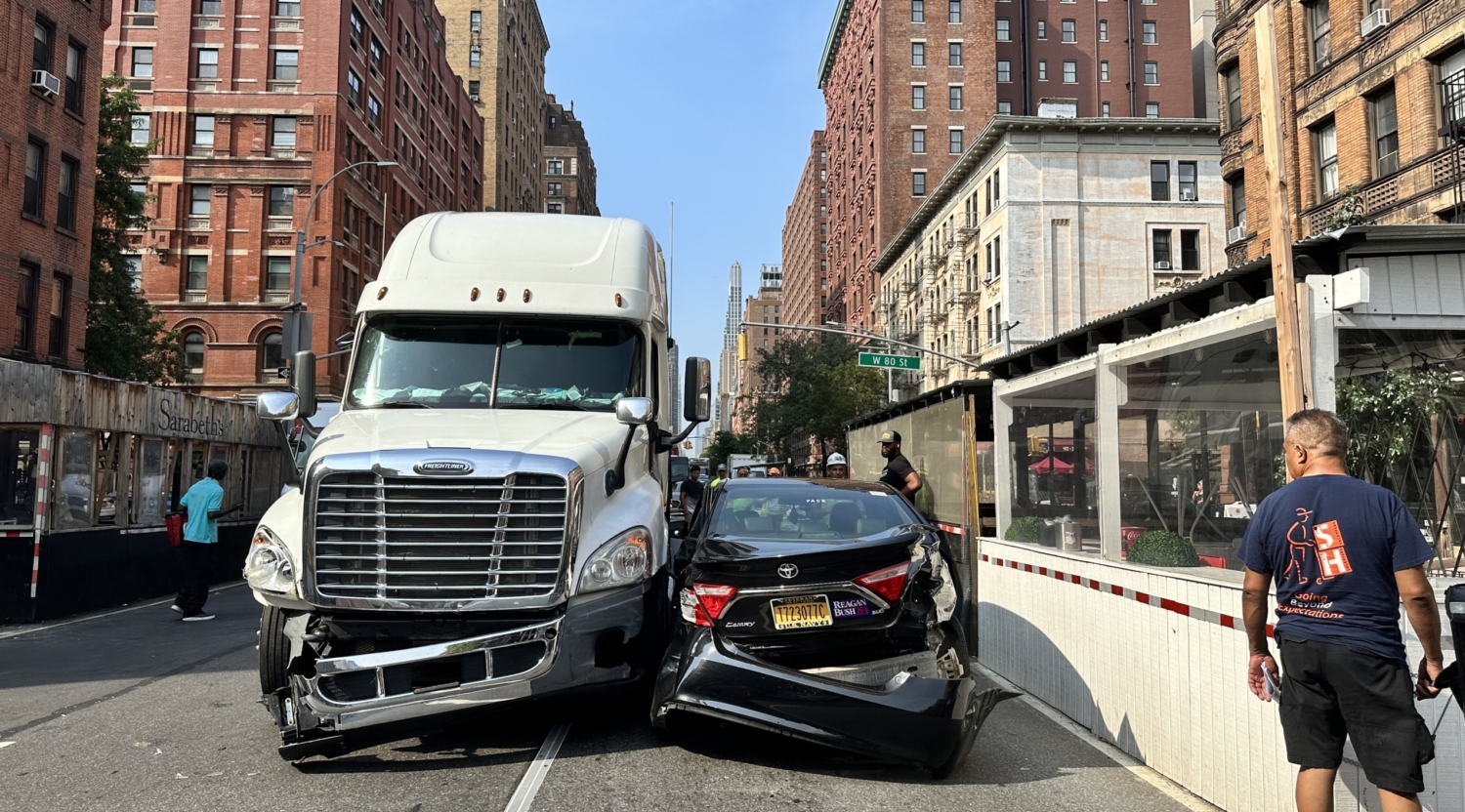 Accident Closes Amsterdam North of 80th Street (Does That Say Reagan Bush?)