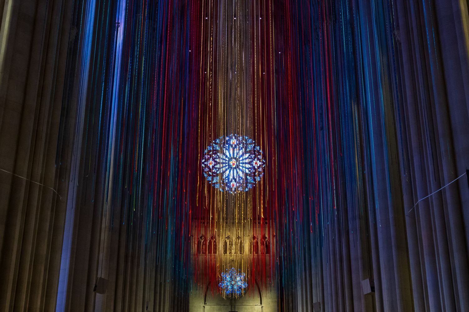 Cathedral of St. John the Divine Lights Up Rainbow Columns for Pride Month