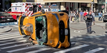 UPDATE: Taxi Cab Flips on UWS, 79-Year-Old Driver in Stable Condition: NYPD