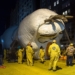 A balloon for the Thanksgiving Day Parade being blown up in 2018.