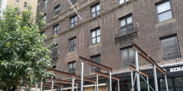 Sidewalk Shed at West 104th Street Starts To Come Down After More than a Decade