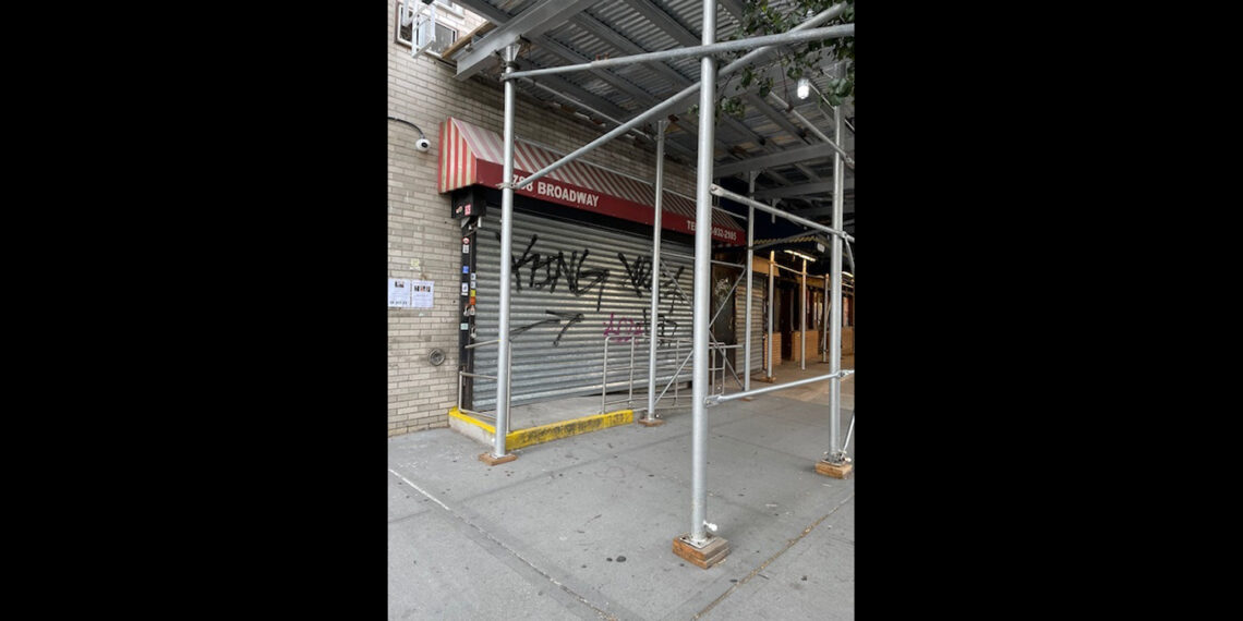 Sign for ‘New Absolute Bagel’ Disappears From UWS Storefront as Scaffold Emerges