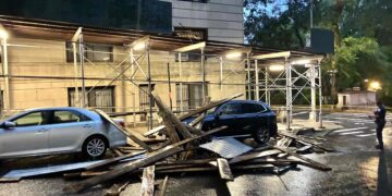 Upper West Side Sidewalk Shed Torn Down By Storm: See It