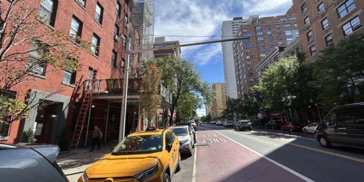 Large Silver Poles Erected Along Busy Upper West Side Traffic Corridor