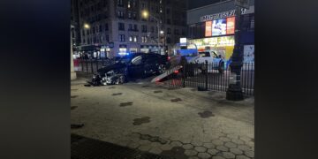 Car Drives Through Fencing of Upper West Side Train Station; Driver Abandons Vehicle