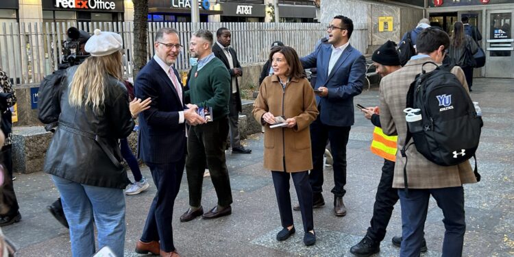 The Governor of New York Campaigns Outside of Upper West Side Train Station